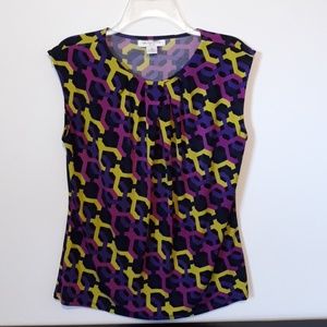 Liz Claiborne Petite Colorful Print Top, size PM